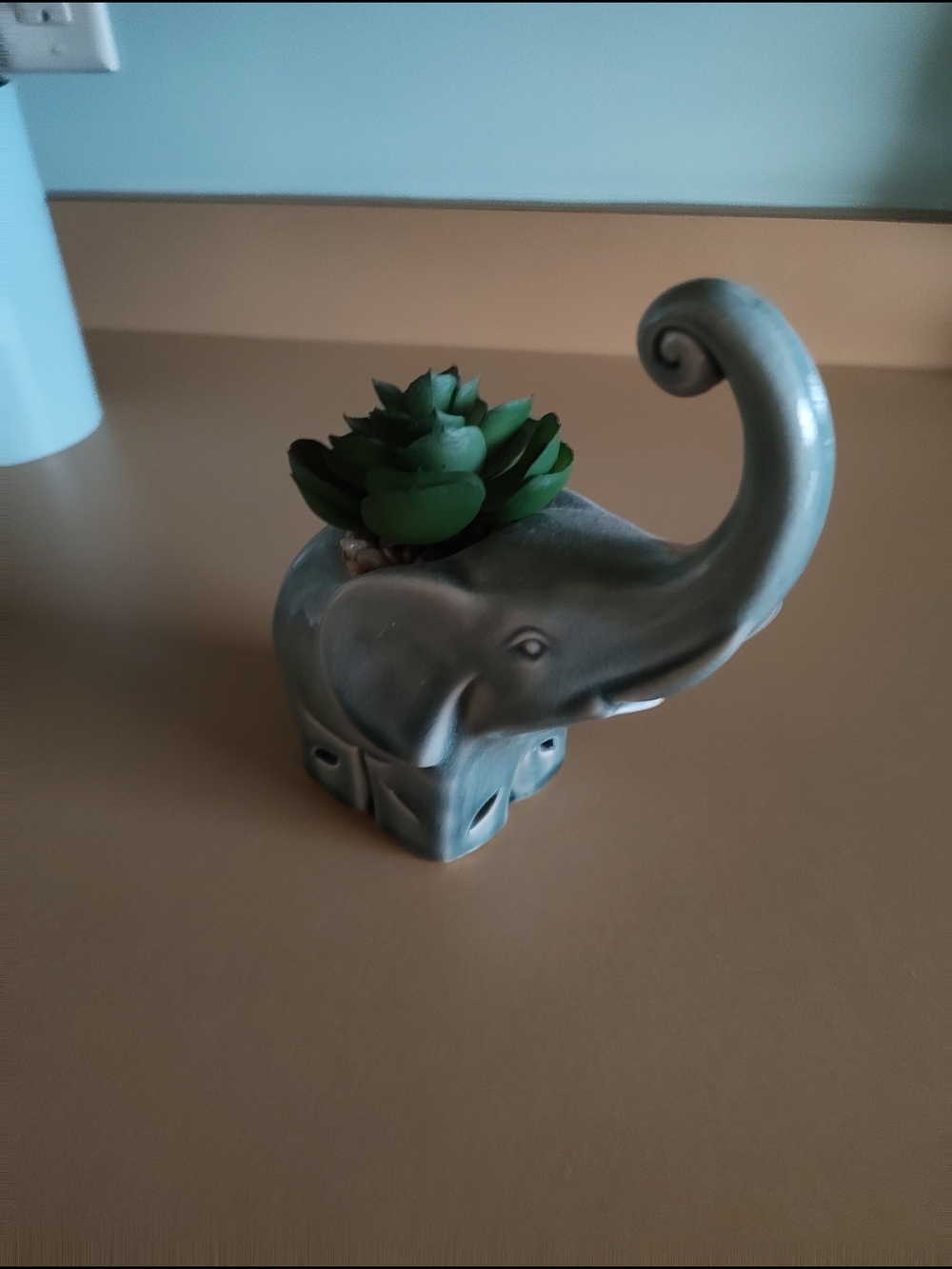 Ceramic Elephant Planter with Green Succulent